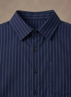 Breathable Cotton Striped Button-Up Shirt for Men