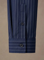 Breathable Cotton Striped Button-Up Shirt for Men