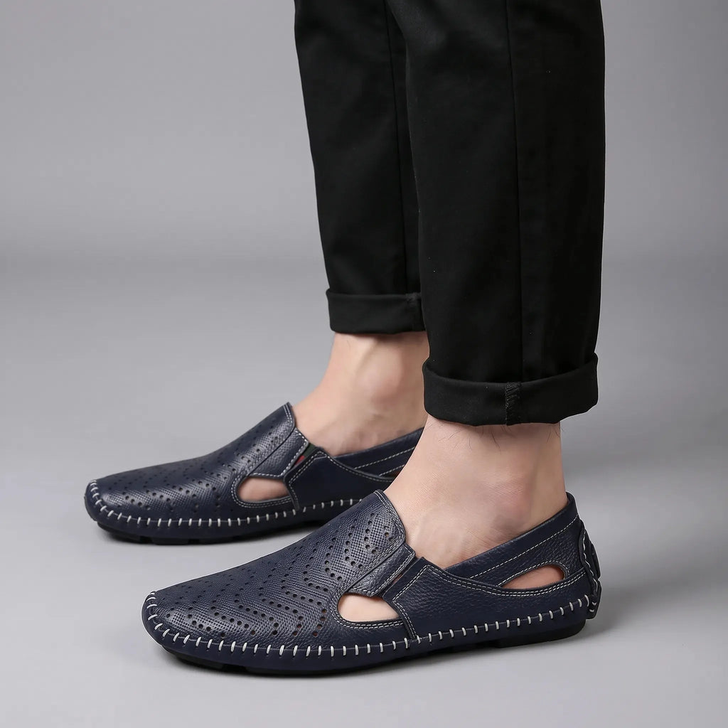Breathable Perforated Moccasin Loafers for Men