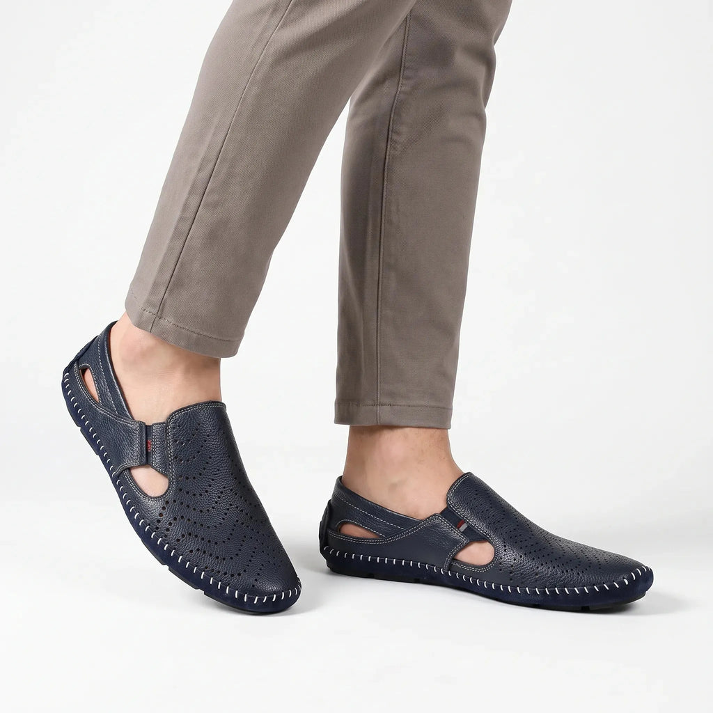 Breathable Perforated Moccasin Loafers for Men