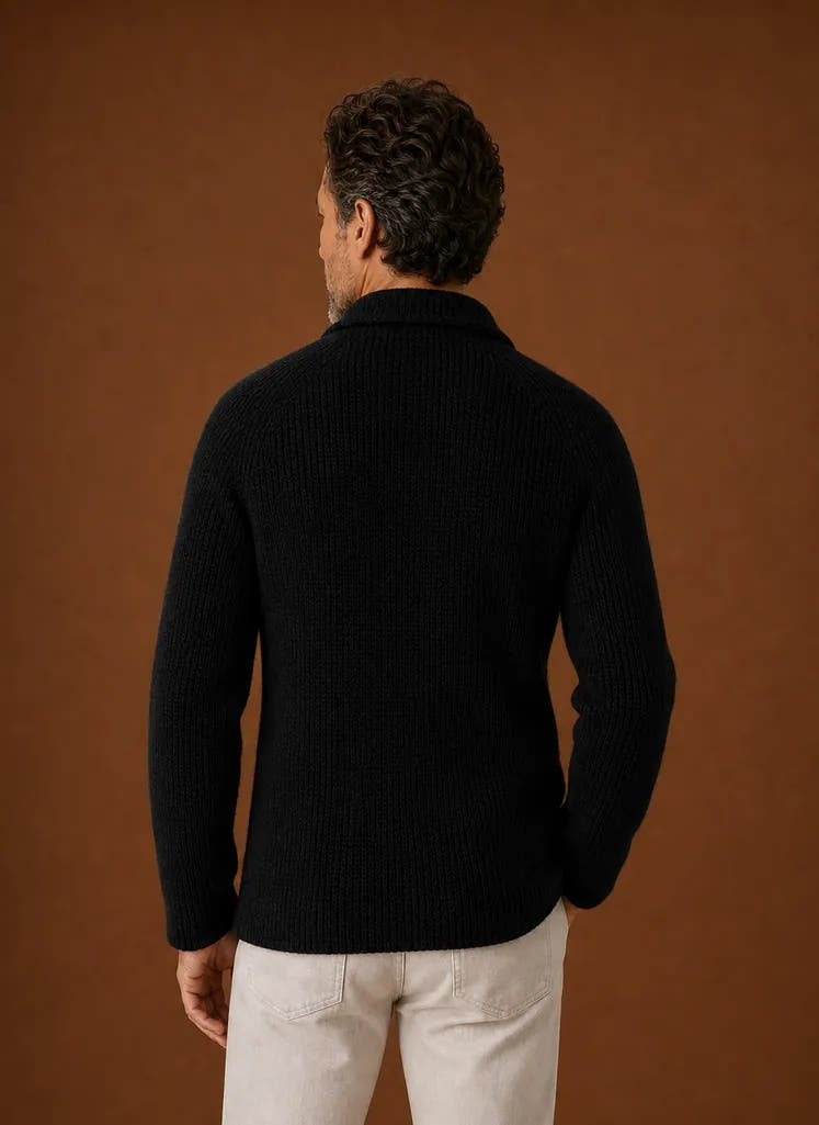 Button-Front Knit Blazer-Style Cardigan for Men