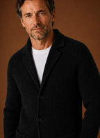 Button-Front Knit Blazer-Style Cardigan for Men