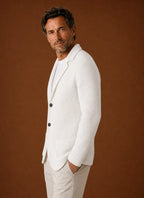 Button-Front Knit Blazer-Style Cardigan for Men