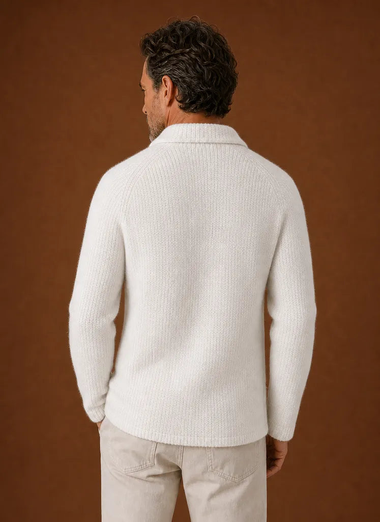 Button-Front Knit Blazer-Style Cardigan for Men