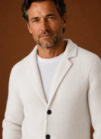 Button-Front Knit Blazer-Style Cardigan for Men