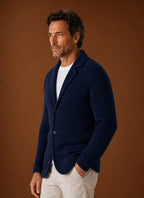Button-Front Knit Blazer-Style Cardigan for Men