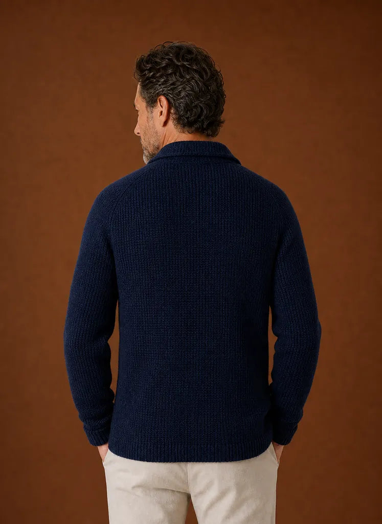 Button-Front Knit Blazer-Style Cardigan for Men