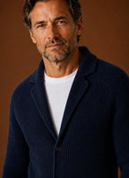 Button-Front Knit Blazer-Style Cardigan for Men