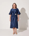 Camelia | Women's Kimono-Sleeve Satin Midi Dress