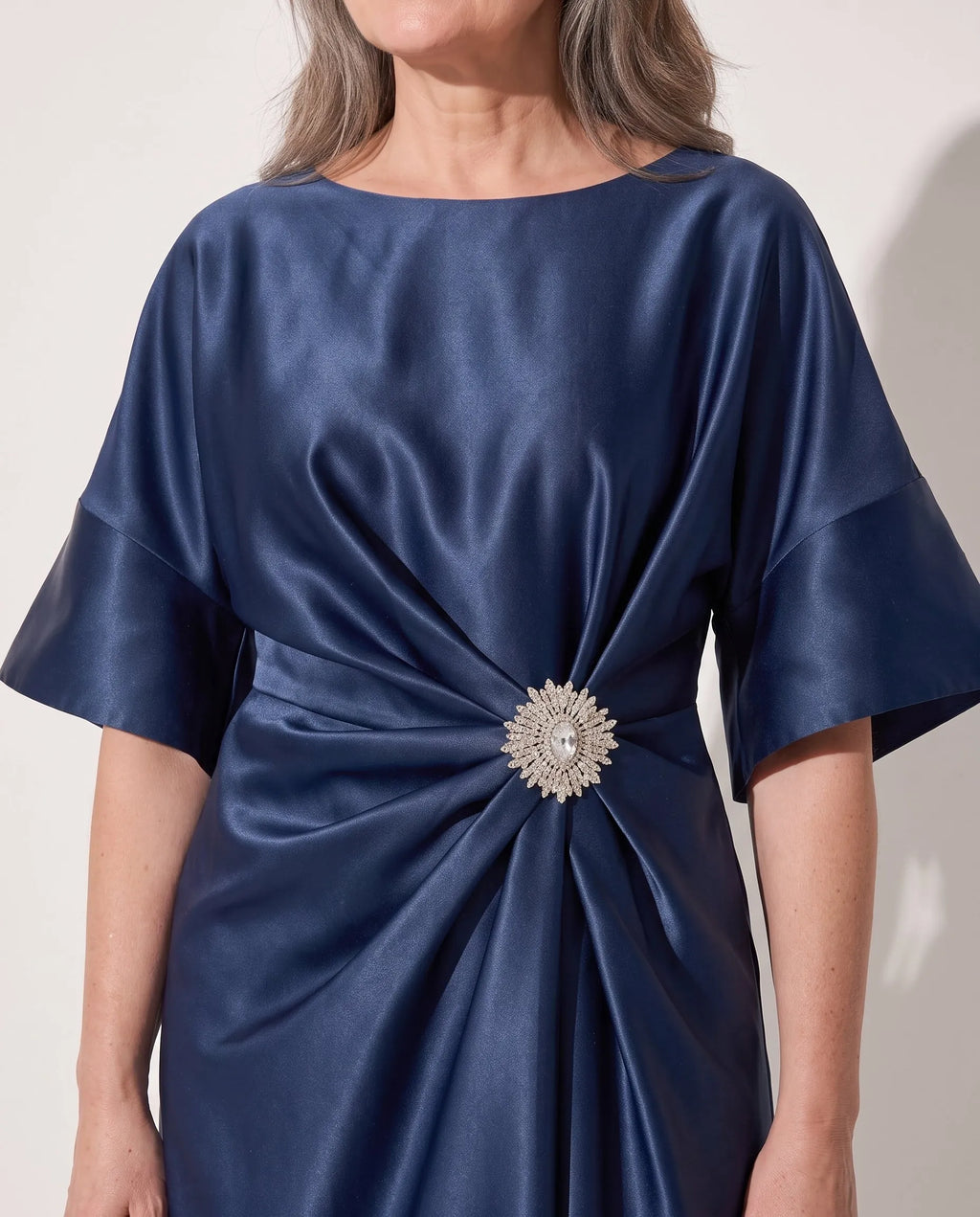 Camelia | Women's Kimono-Sleeve Satin Midi Dress