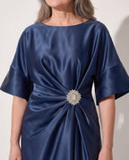 Camelia | Women's Kimono-Sleeve Satin Midi Dress