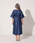 Camelia | Women's Kimono-Sleeve Satin Midi Dress
