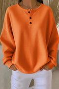 Carol | Women's Waffle-Knit Button Henley Sweater