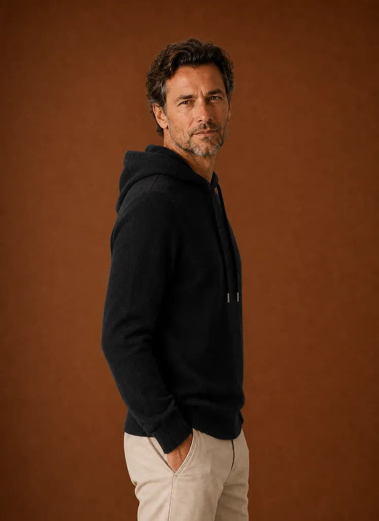 Soft-Touch Hooded Knitted Pullover Sweater for Men