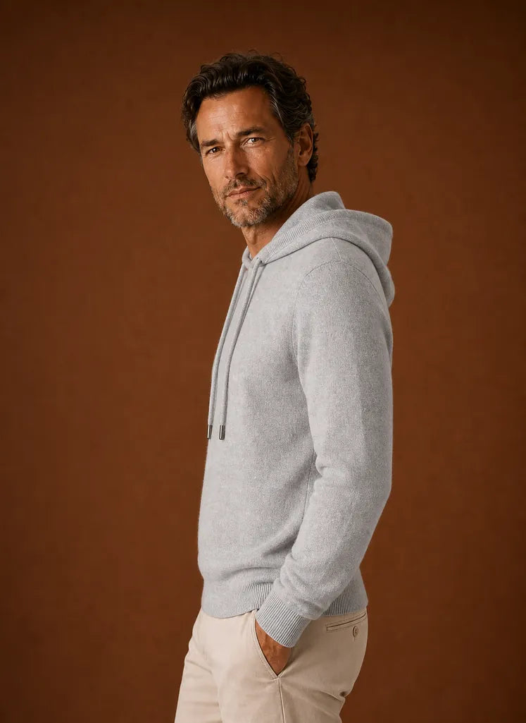 Soft-Touch Hooded Knitted Pullover Sweater for Men