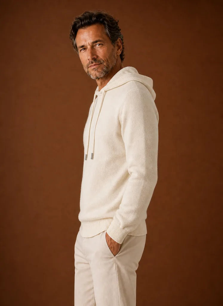 Soft-Touch Hooded Knitted Pullover Sweater for Men