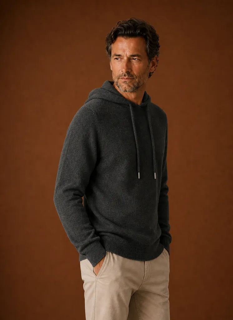 Soft-Touch Hooded Knitted Pullover Sweater for Men