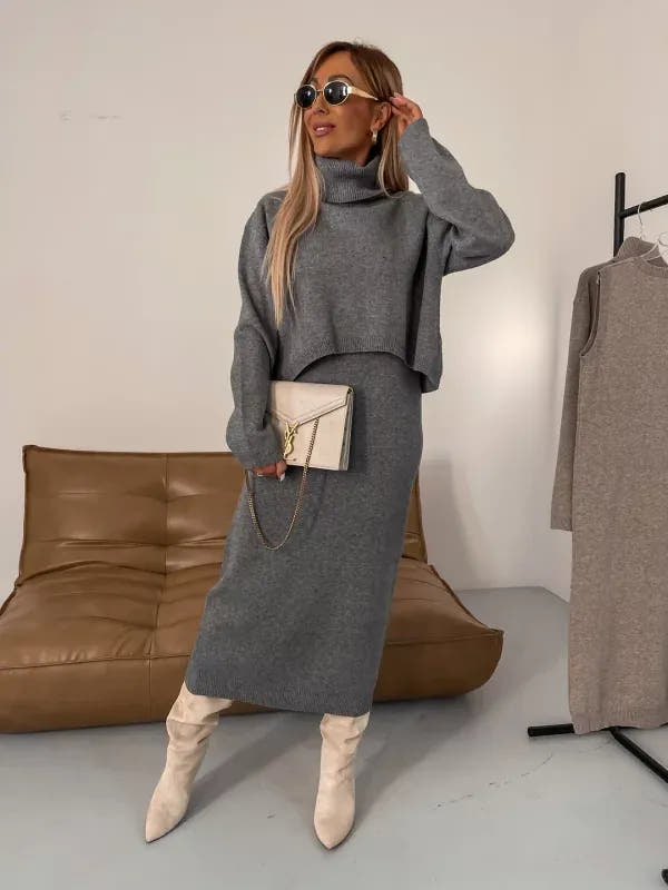 Celia | Women's Relaxed Fluid Jersey Knit Midi Dress