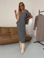 Celia | Women's Relaxed Fluid Jersey Knit Midi Dress