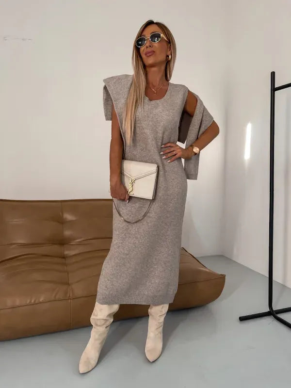 Celia | Women's Relaxed Fluid Jersey Knit Midi Dress