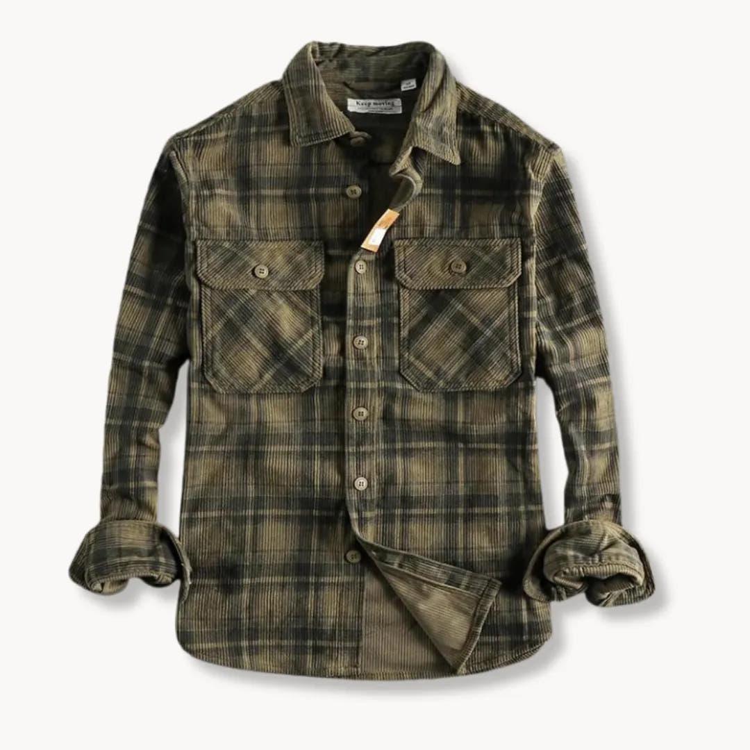 Checked Flannel Shirt with Chest Pockets for Men