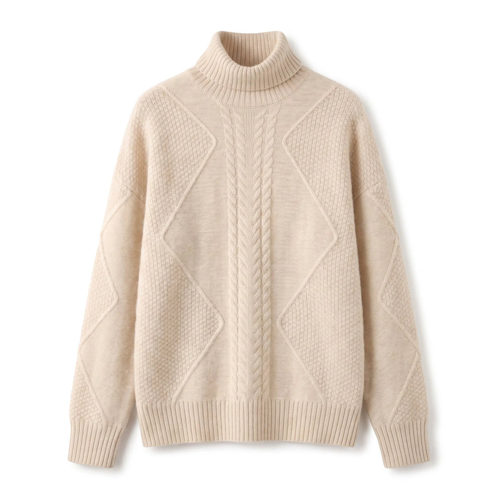 Christine | Women's Cable Knit Fitted Turtleneck Sweater