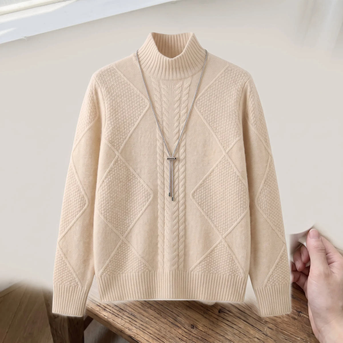 Christine | Women's Cable Knit Fitted Turtleneck Sweater