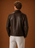 Classic Faux-Leather Full-Zip Front Jacket for Men
