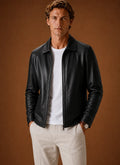 Classic Faux-Leather Full-Zip Front Jacket for Men
