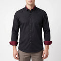 Contrast Detail Long Sleeve Button-Down Shirt for Men
