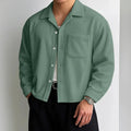Cropped Corduroy Shirt with Relaxed Fit for Men