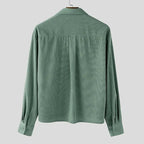 Cropped Corduroy Shirt with Relaxed Fit for Men