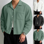 Cropped Corduroy Shirt with Relaxed Fit for Men