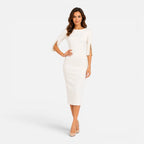 Dahlia | Women's Split-Sleeve Sheath Midi Dress