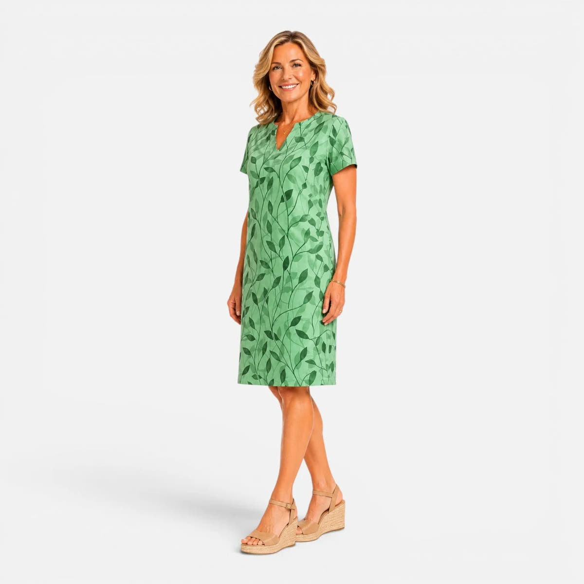 Effie | Women's Printed Short-Sleeve V-Neck Shift Dress