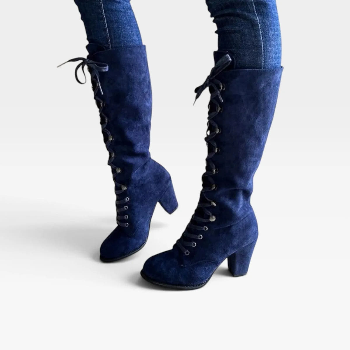 Elaine | Women's Suede Lace-Up Block Heel Ankle Boots