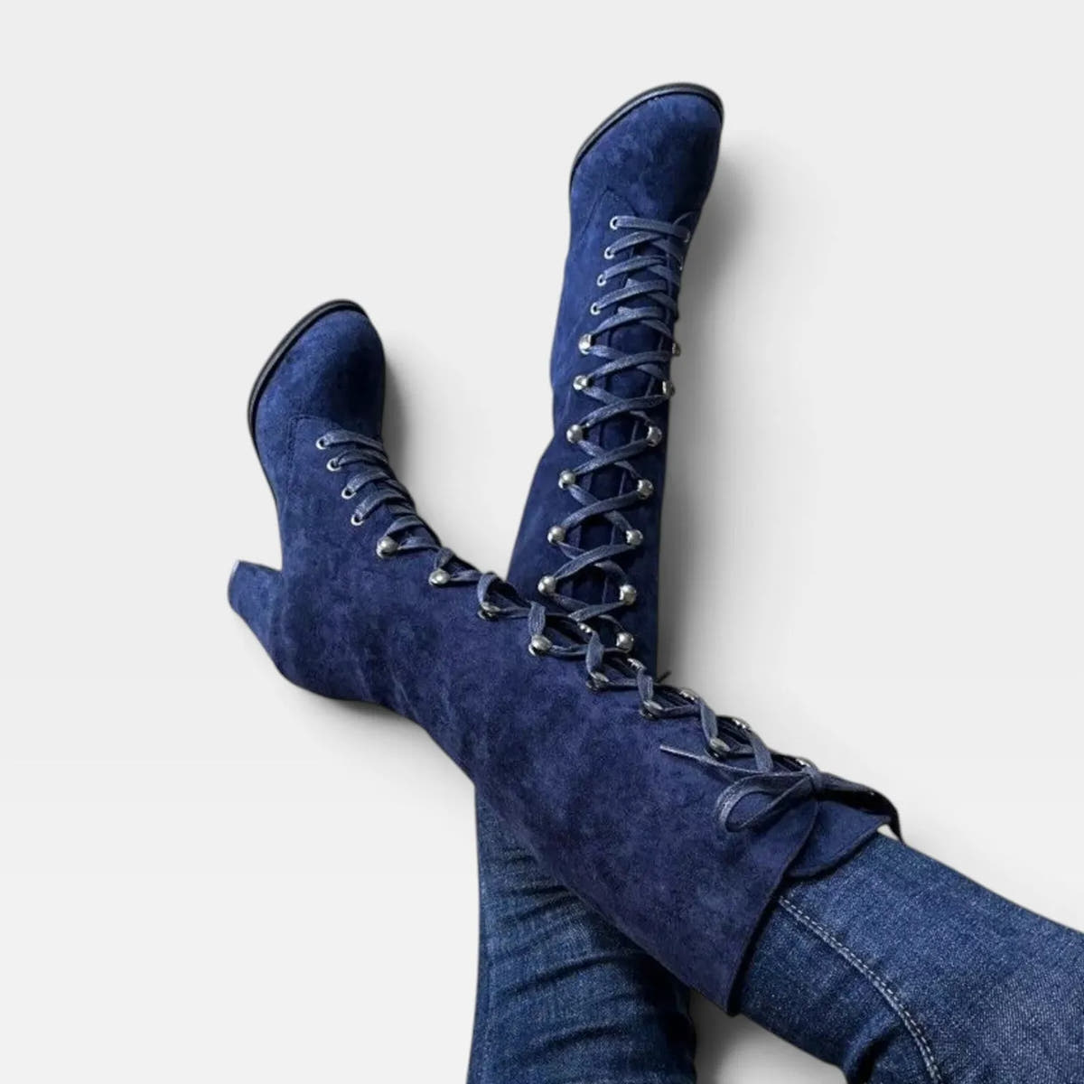 Elaine | Women's Suede Lace-Up Block Heel Ankle Boots