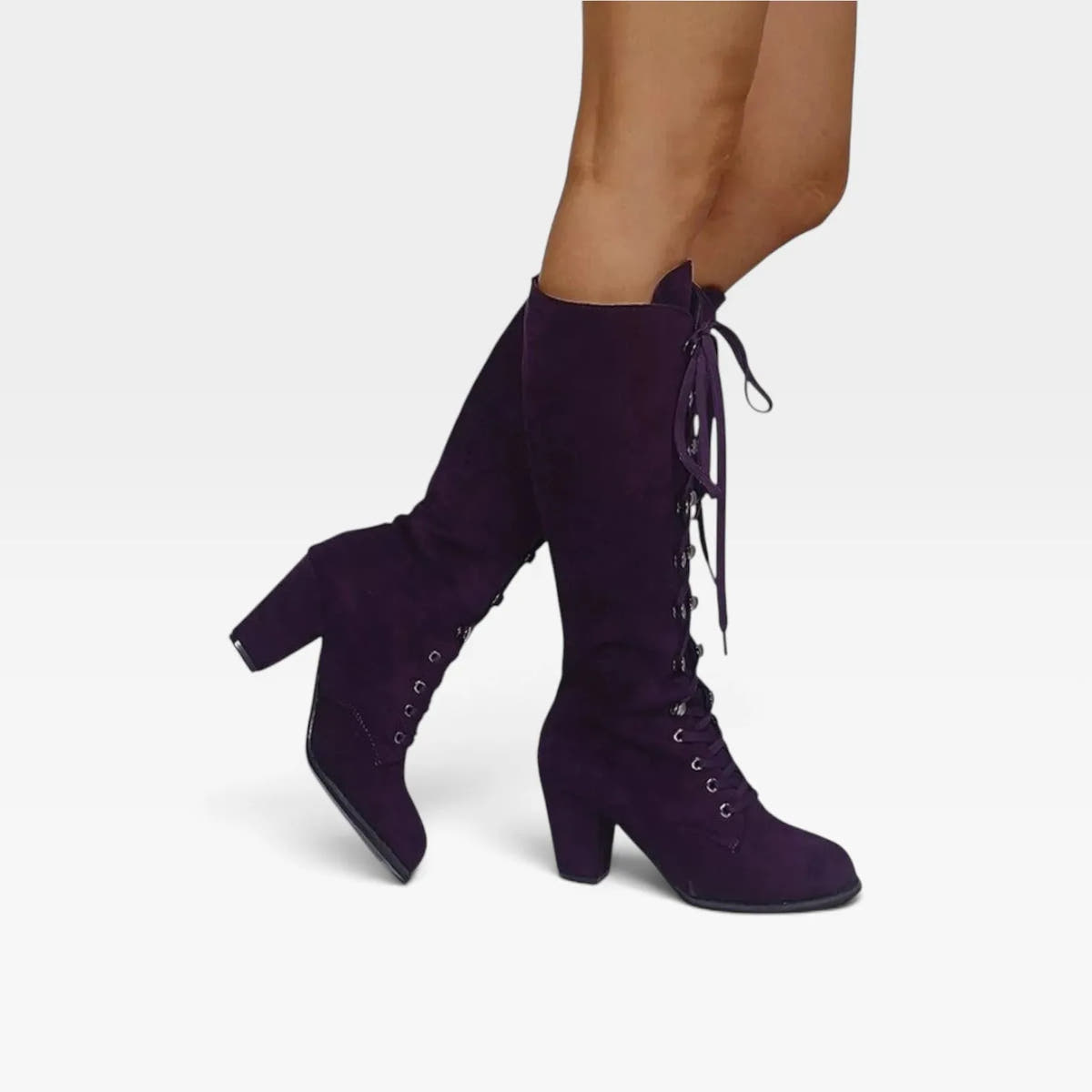 Elaine | Women's Suede Lace-Up Block Heel Ankle Boots