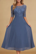Elfreda | Women's Long-Sleeve Chiffon Midi Dress