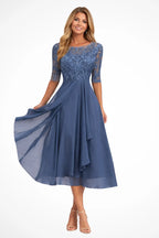 Elfreda | Women's Long-Sleeve Chiffon Midi Dress