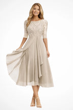 Elfreda | Women's Long-Sleeve Chiffon Midi Dress