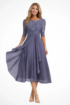 Elfreda | Women's Long-Sleeve Chiffon Midi Dress