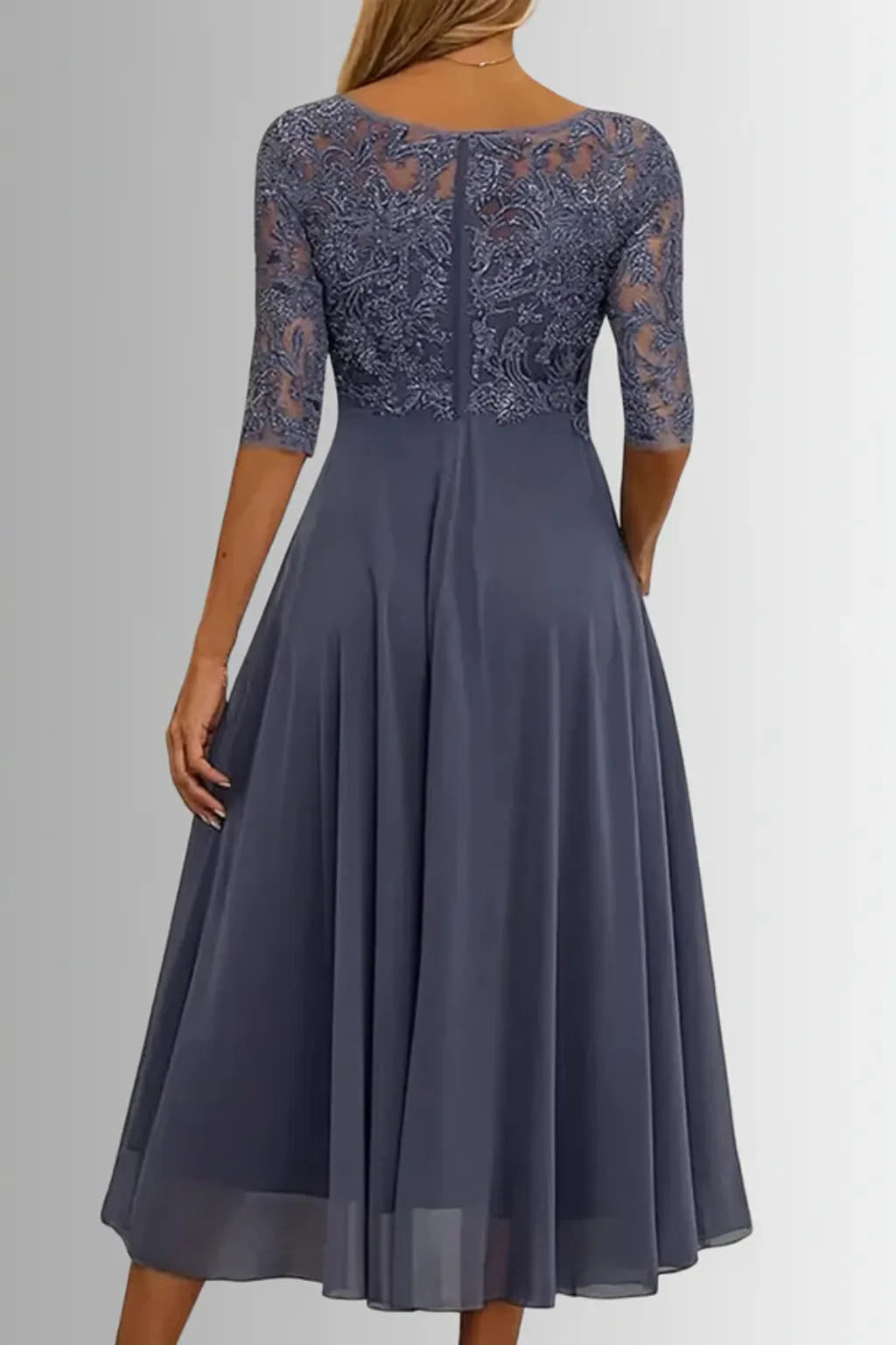 Elfreda | Women's Long-Sleeve Chiffon Midi Dress