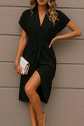 Ernestine | Women's Cap-Sleeve Draped Wrap Dress