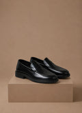 Faux Leather Penny Loafers with Apron Toe for Men