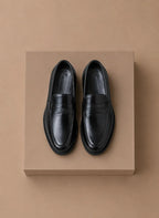 Faux Leather Penny Loafers with Apron Toe for Men
