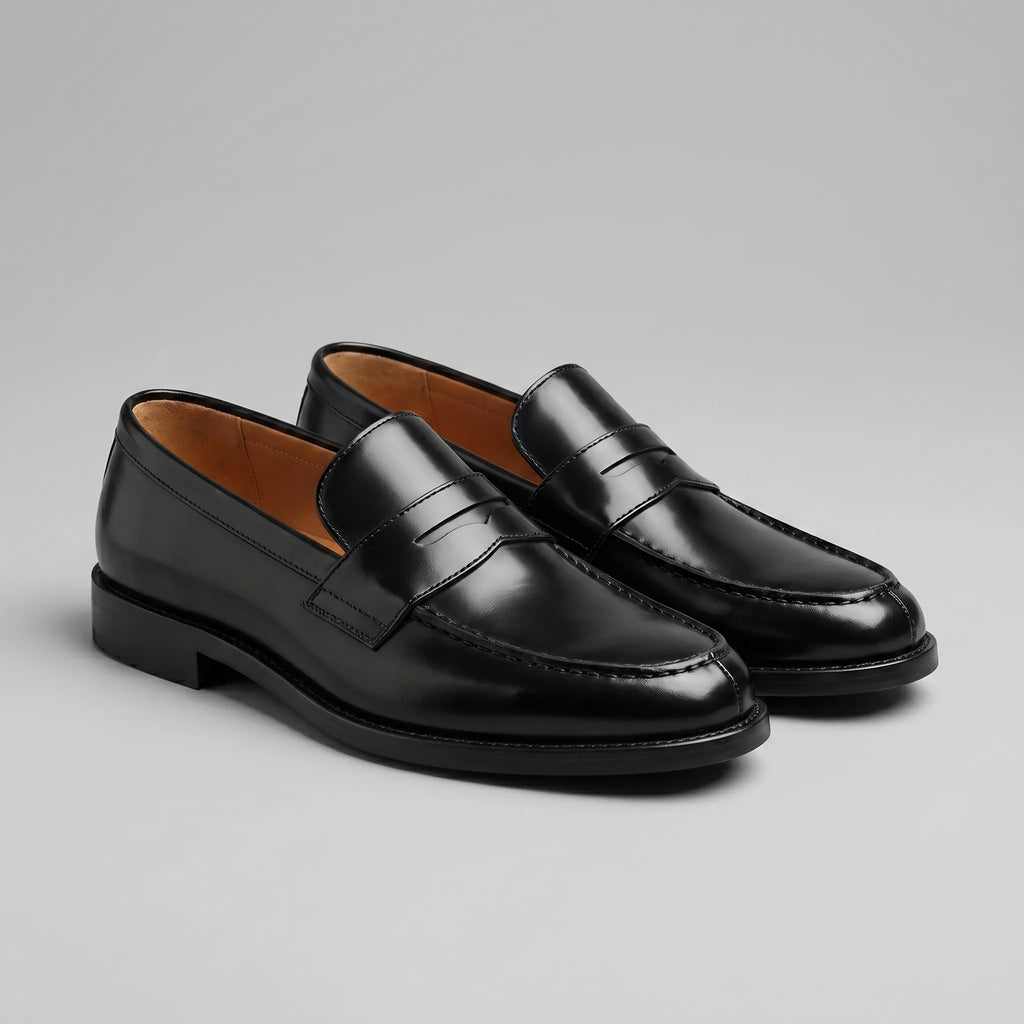 Faux Leather Penny Loafers with Rubber Sole for Men