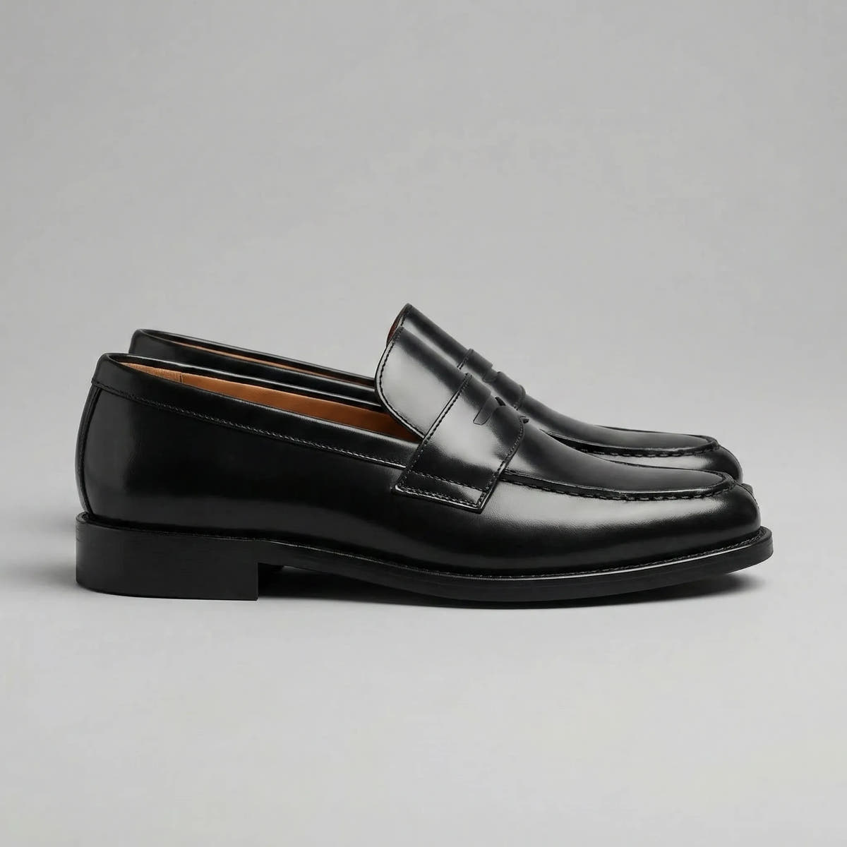 Faux Leather Penny Loafers with Rubber Sole for Men