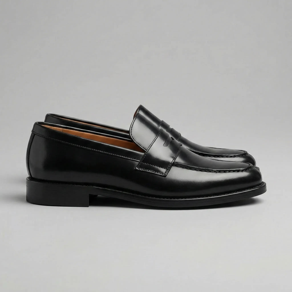 Faux Leather Penny Loafers with Rubber Sole for Men