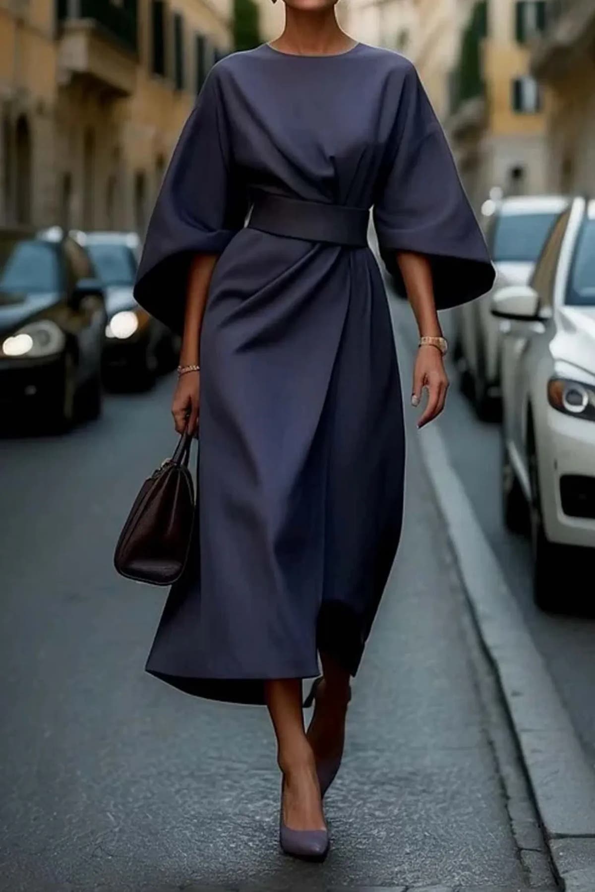 Fenella | Women's Flared-Sleeve Belted Wrap Dress